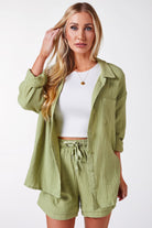 Olive Green Top and Shorts Set