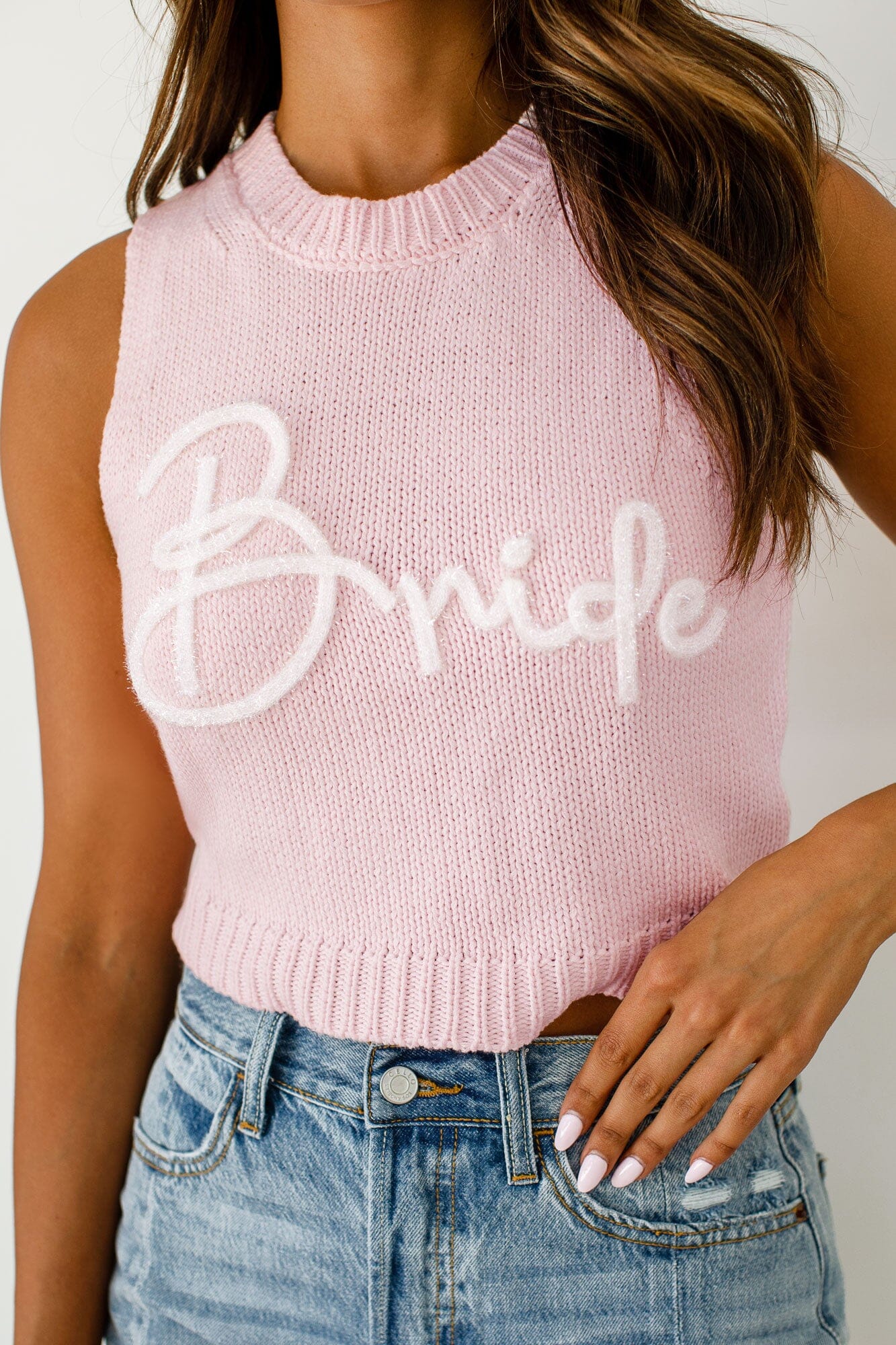 Pink Sweater Tank Top