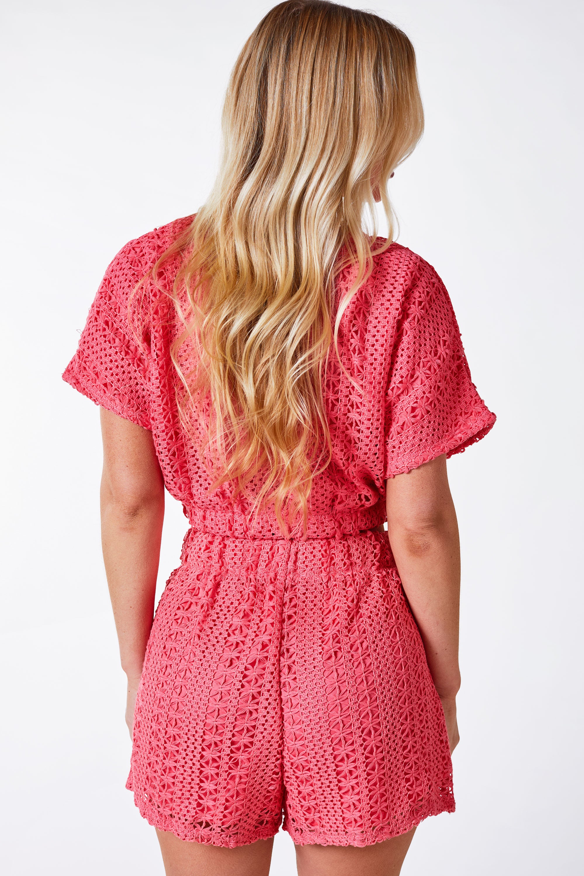 Coral Lace Shorts and Top Set