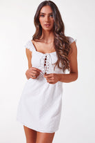 White Lace Up Dress