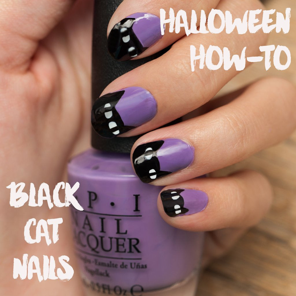 Halloween How-To: Black Cat Nails