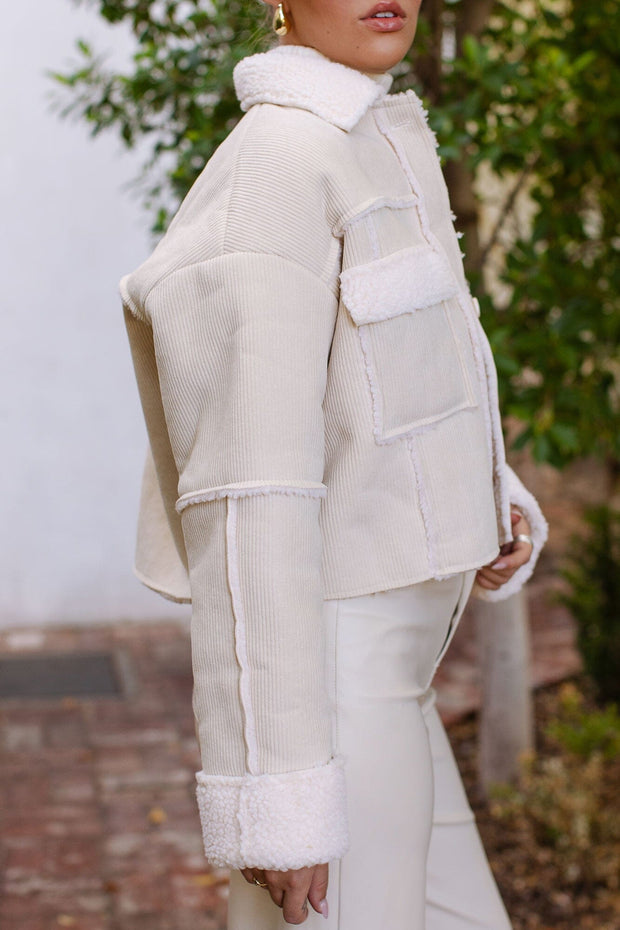 Cream Sherpa Crop Jacket