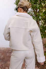 Cream Sherpa Crop Jacket