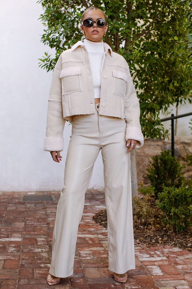 Cream Sherpa Crop Jacket