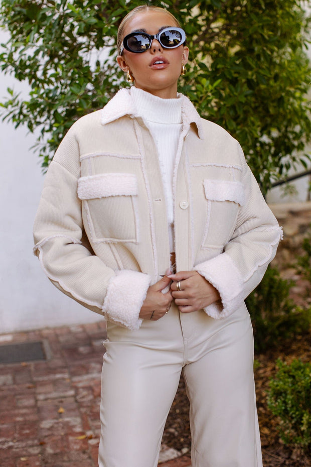 Alain Cream Sherpa Crop Jacket