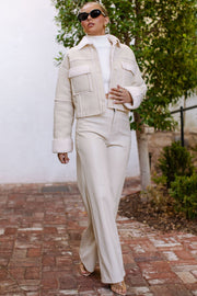 Alain Cream Sherpa Crop Jacket