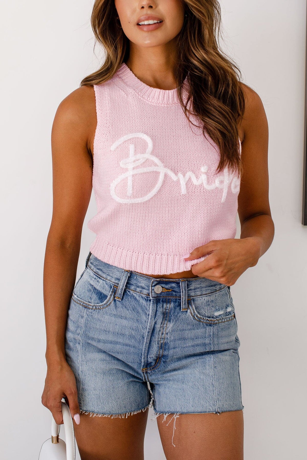 Le Lis Bride Pink Sweater Tank Top