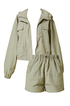 Olive Windbreaker Shorts and Jacket Set