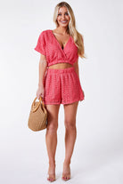 Coral Lace Shorts and Top Set