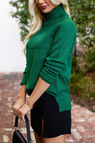 Green Knit Turtleneck Sweater