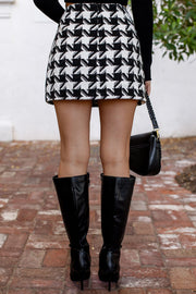Black and White Herringbone Skirt