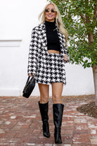 Black and White Herringbone Skirt