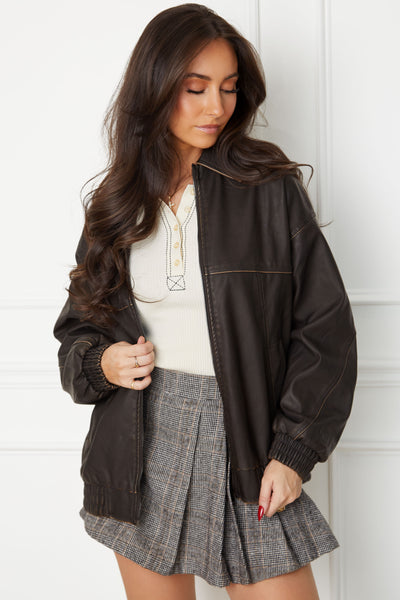 Georgina Brown Oversize Vegan Leather Jacket by Priceless