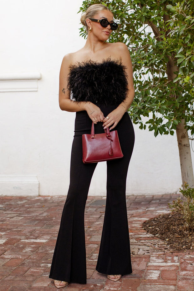 Hannah Black Feather Tube Top