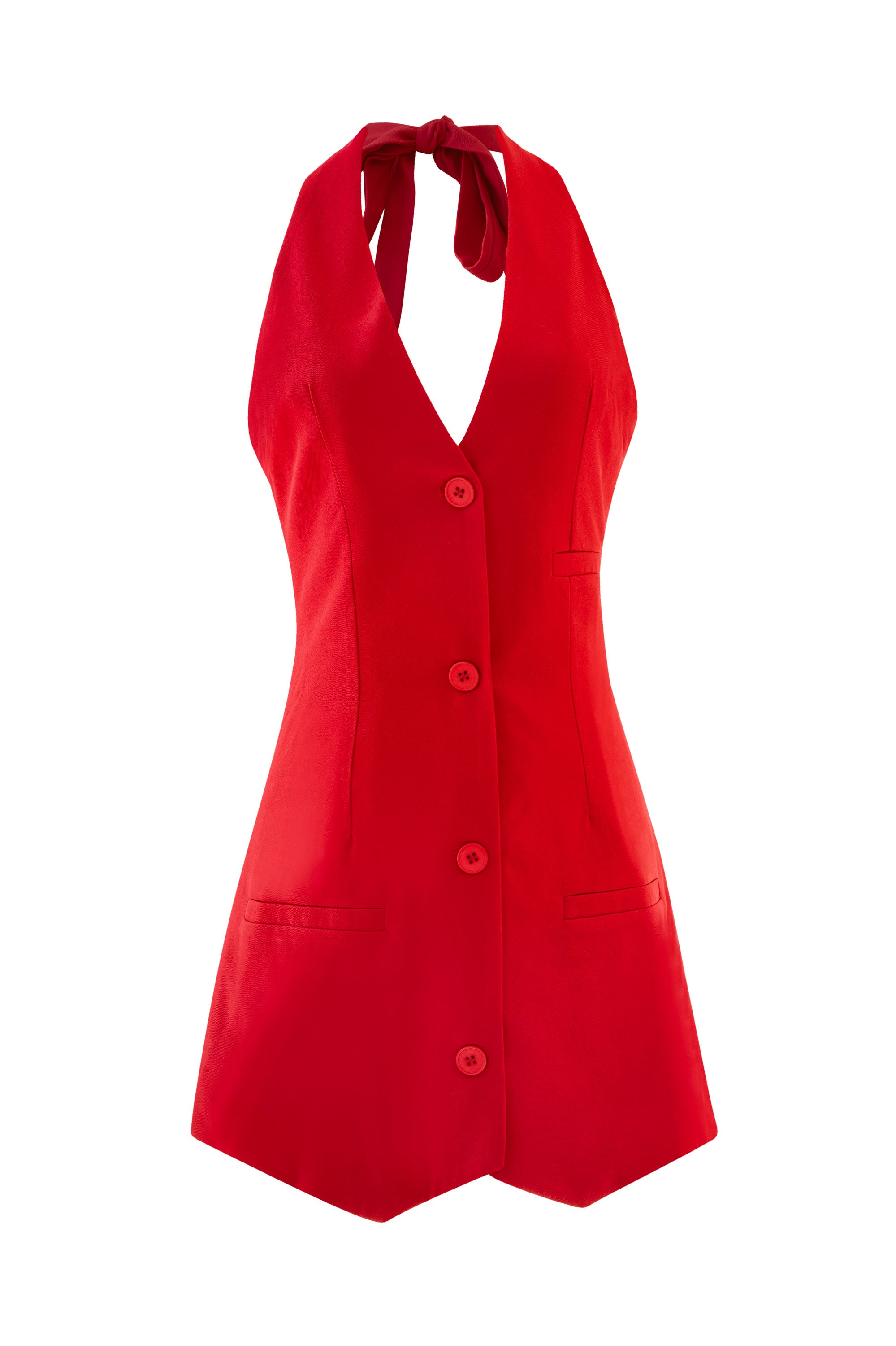 Ladylike Red Halter Vest Dress Red / XLarge Ladylike Red Halter Vest Dress Red / XLarge