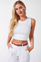 White Crop Tank Top