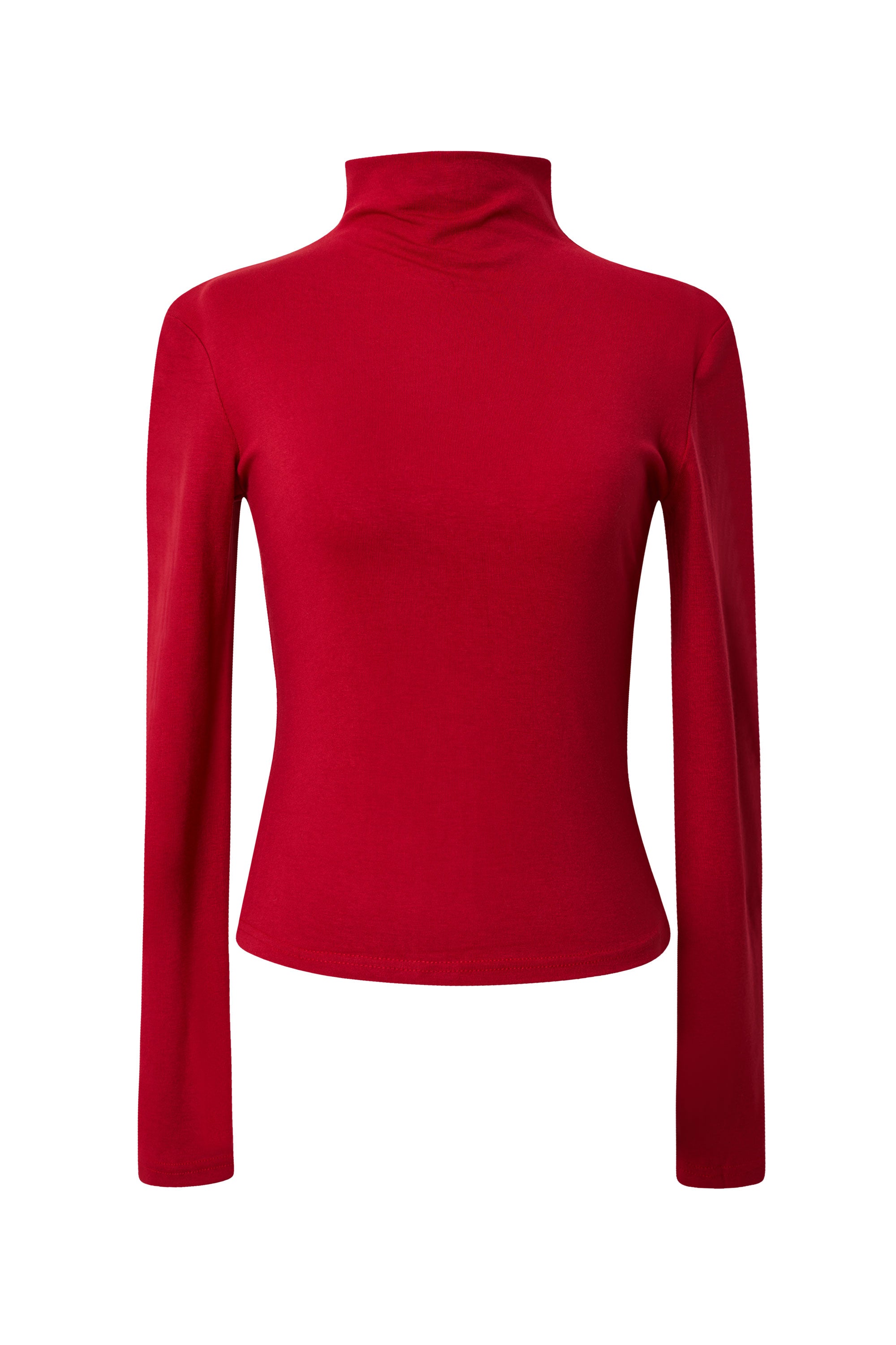 Lorena Cherry Red Turtleneck Top by Priceless