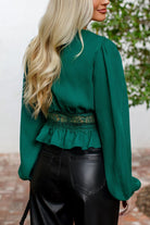 Hunter Green Tie Front Crop Top