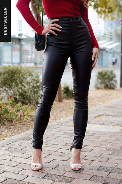 Shop Priceless Black Vegan Leather Pants Womens