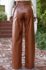 Wilder Camel Vegan Leather Flare Pants