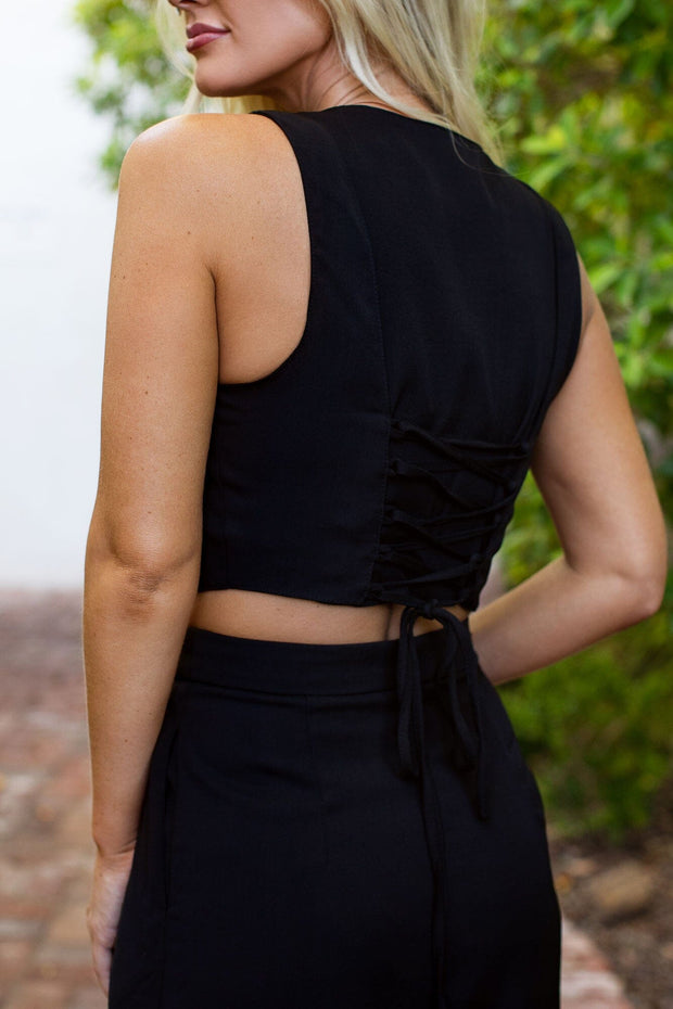 Willa Black Vest and Pants Set