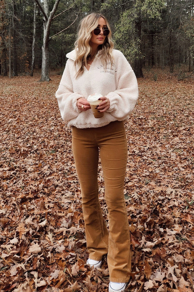 Slater Camel Corduroy Flare Pants