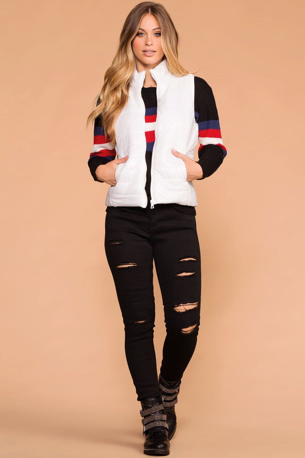 Night Sky White Puffy Vest