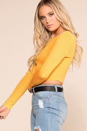 Priceless | Mustard | Long Sleeve | Crop Top | Womens