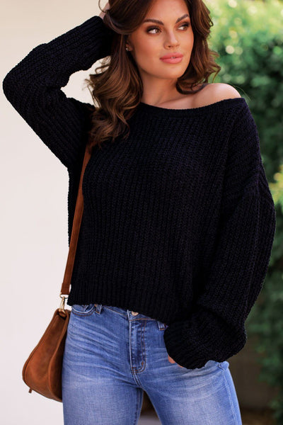 Black Chenille Knit Sweater