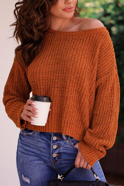 Cinnamon Chenille Knit Sweater