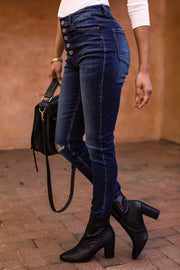 Athena Dark Wash High Waisted Skinny Jeans