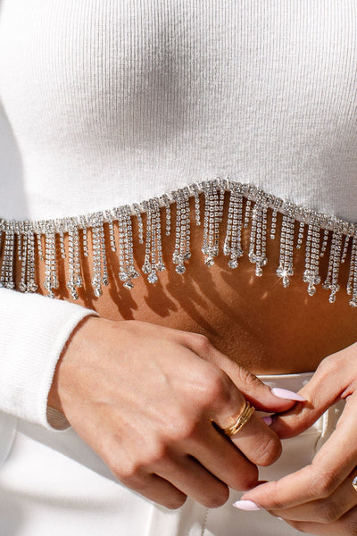 White Crystal Crop Top