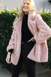 Mauve Plush Faux Fur Coat