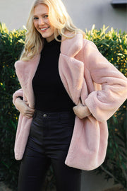Mauve Plush Faux Fur Coat