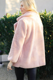Mauve Plush Faux Fur Coat
