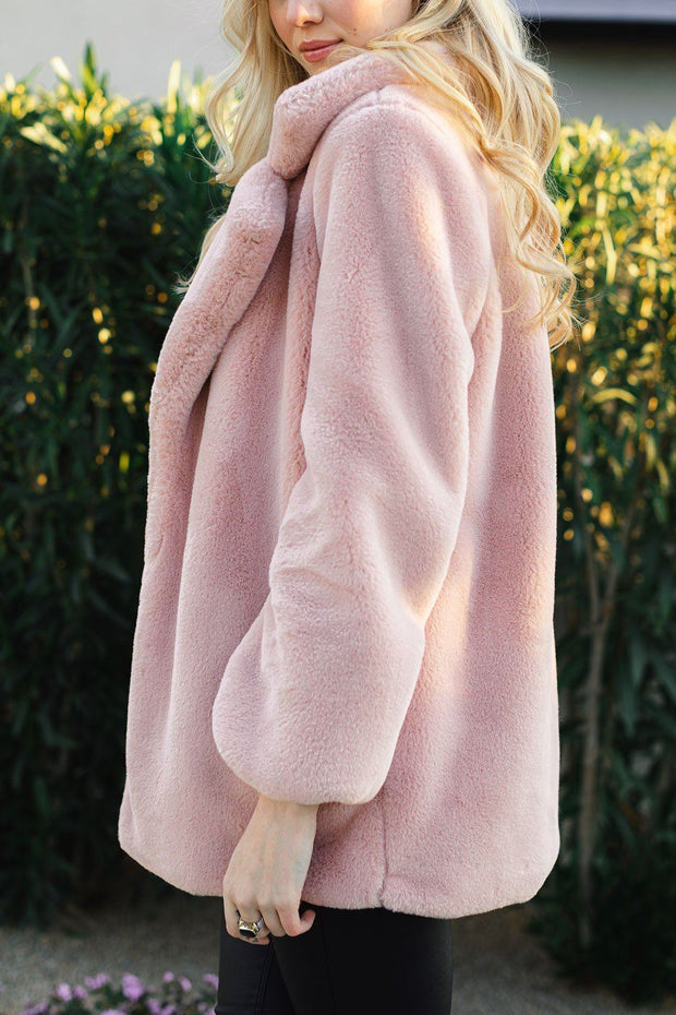 Mauve Plush Faux Fur Coat