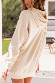  Cream Oversize Hoodie Dress