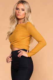 Mustard Twist Front Crop Top