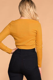 Mustard Twist Front Crop Top