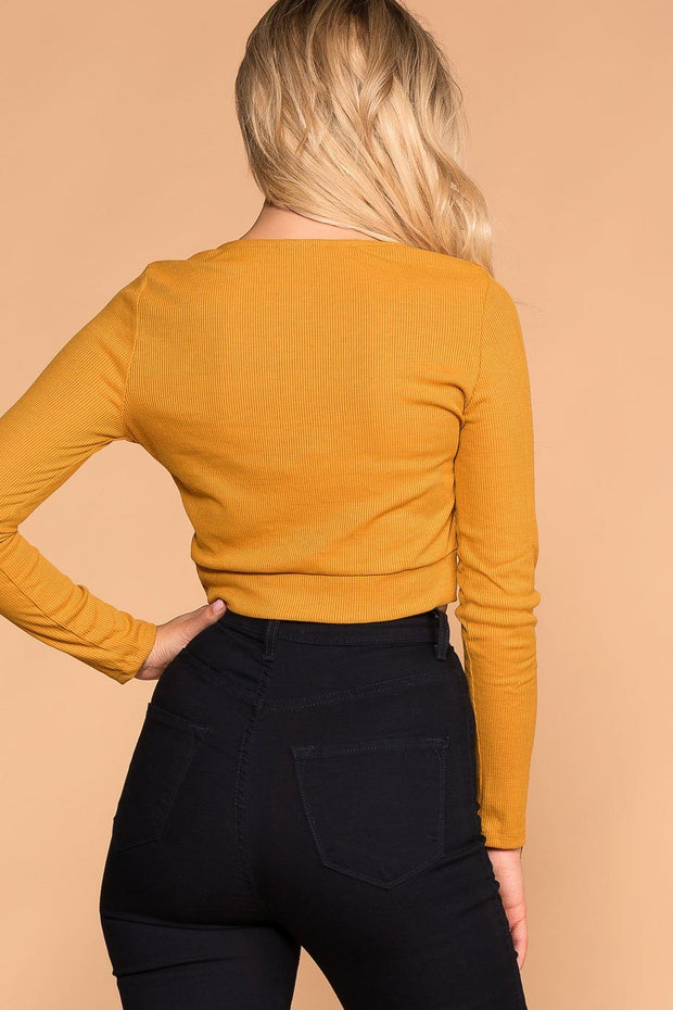 Mustard Twist Front Crop Top