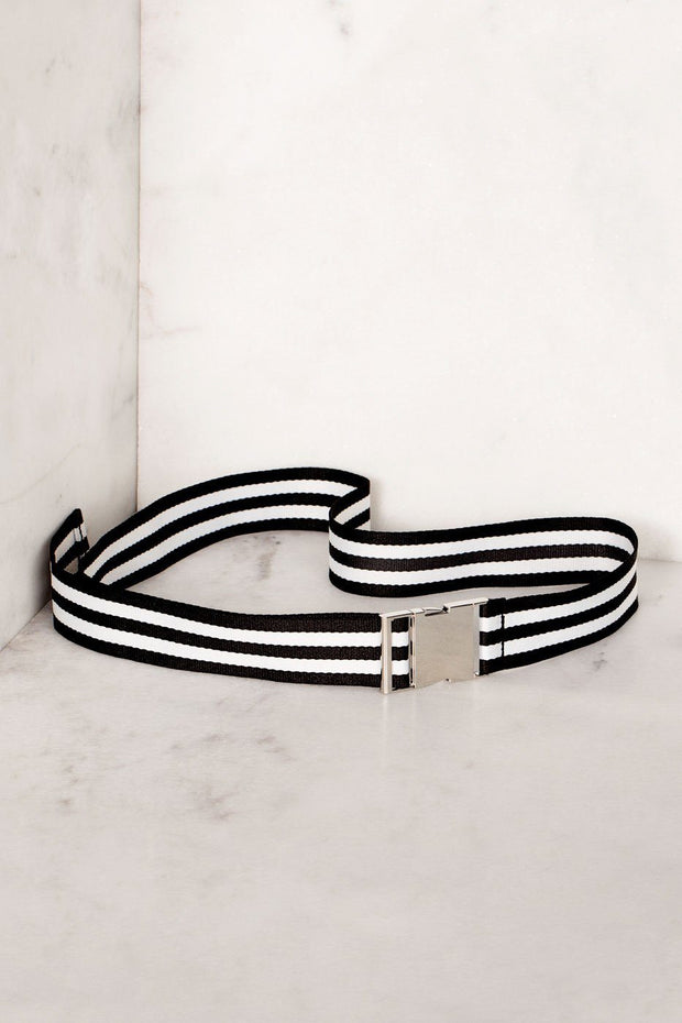 Black and White Striped Belt