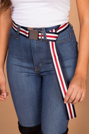 Navy and Red Striped Belt