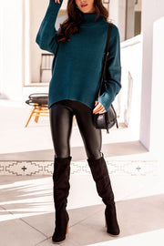Cabin Teal Knit Turtleneck Sweater