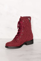 Burgundy | Combat Boots | Suede | Quilted | Priceless