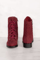 Burgundy | Combat Boots | Suede | Quilted | Priceless