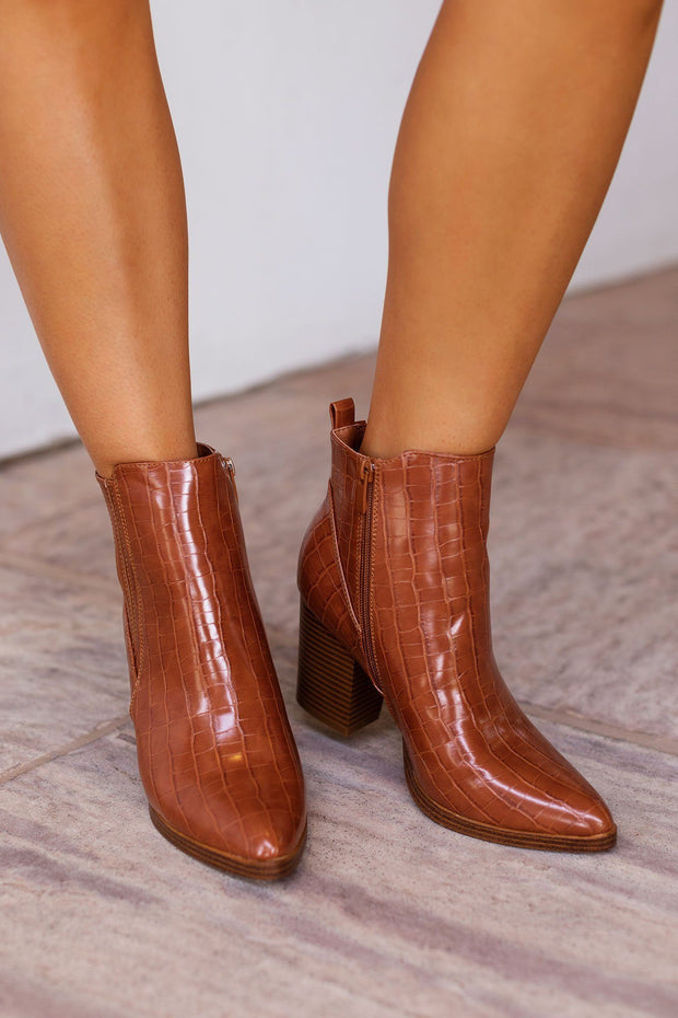 Tan Croc Booties