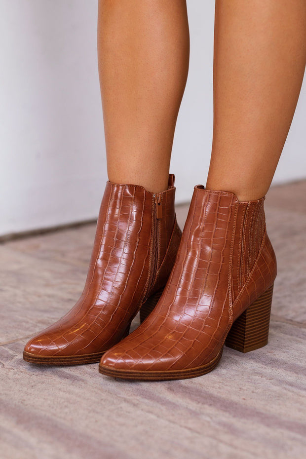Tan Croc Booties