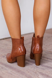 Tan Croc Booties