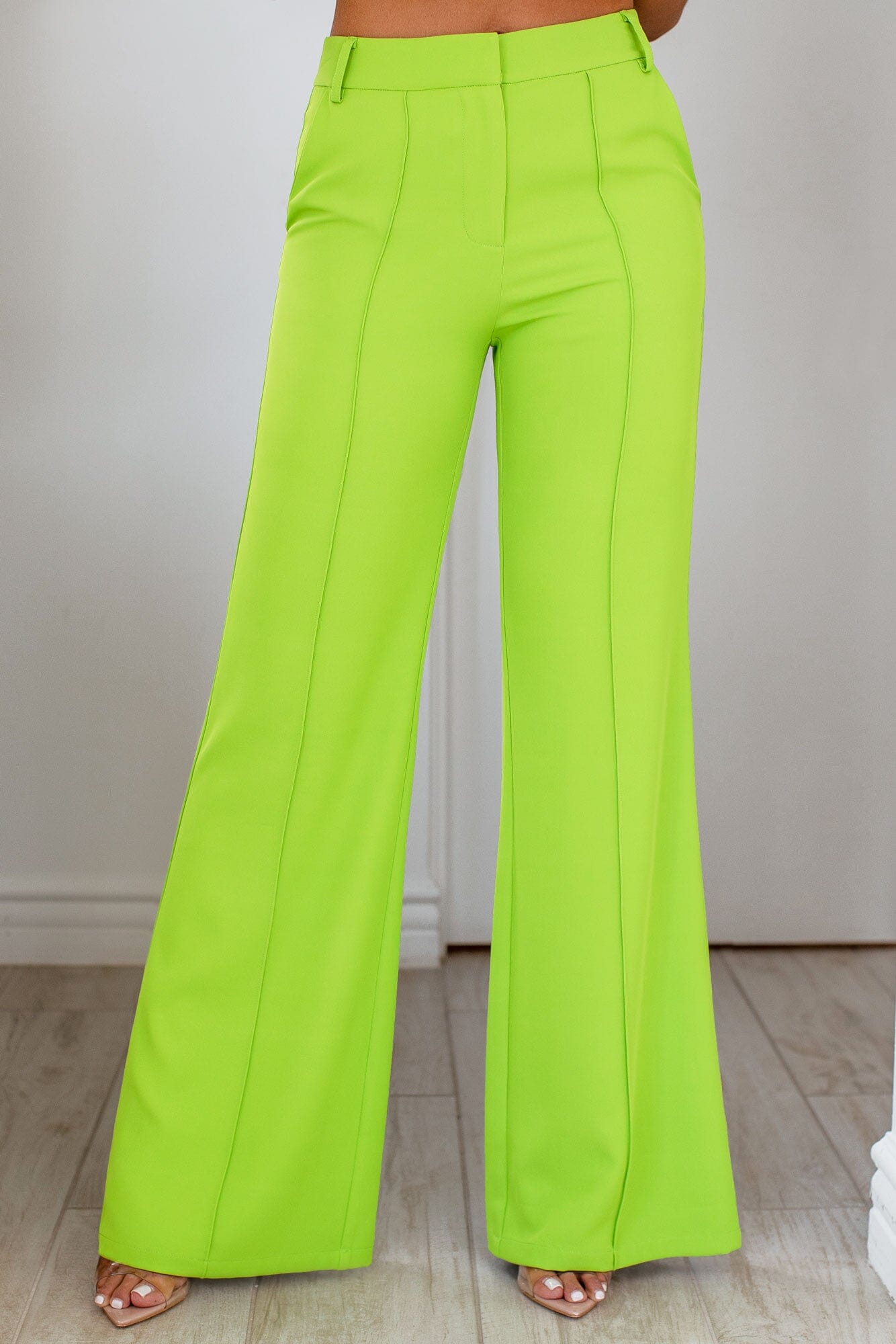 Lime Pintuck Pants