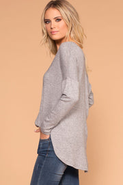 Heather Grey V-Neck Long Sleeve Top
